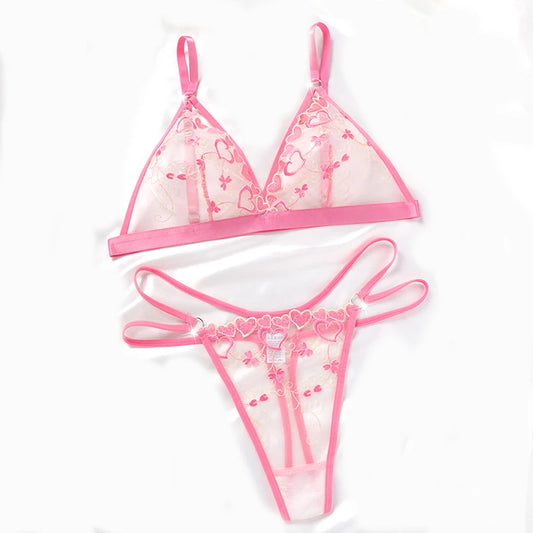 2pcs New Lace Floral S-XL Sexy Lingerie Set Women's Underwear Transparent Bra Party Sets Lace Lingerie Bra Set Underwear Set